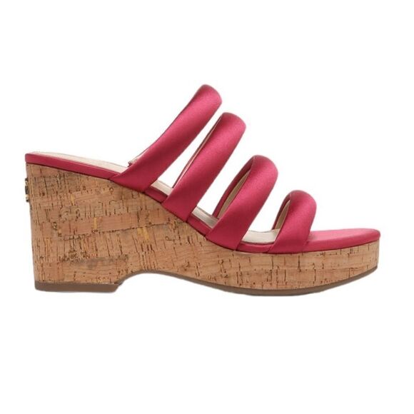 NWT SAM EDELMAN YUKI PLATFORM WEDGE SANDALS IN FUSHIA WOMENS 9.5 - Picture 3 of 10